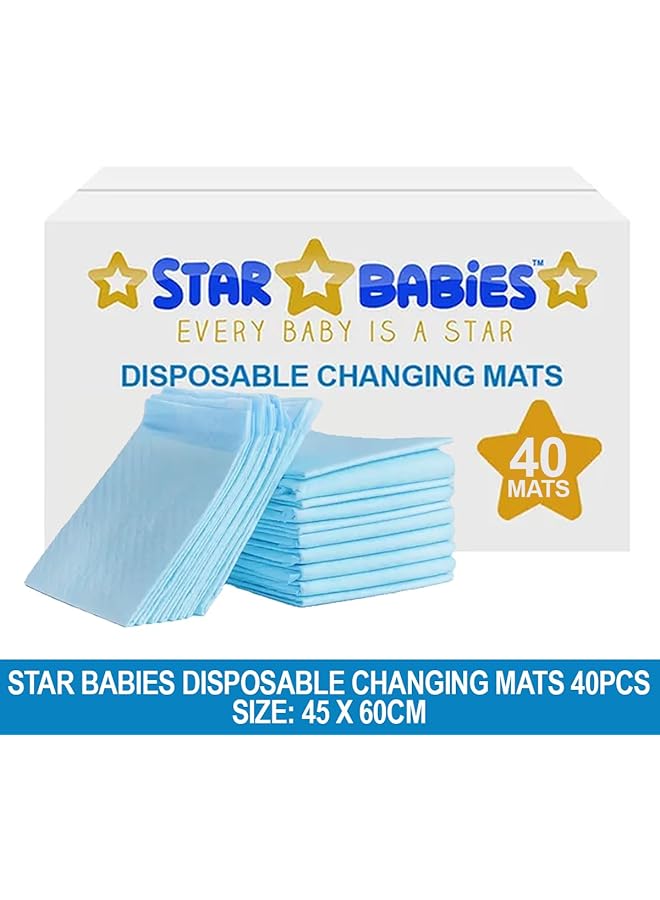 STAR BABiES Disposable Changing Mat Large (45 X 60Cm) Pack Of 40 Blue - Image 5