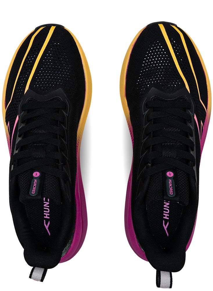 HUNDRED Hundred Glidepace  Multipurpose Shoes | Running, Walking, Training, Gym & Jogging | Active Grip | HexaFoam Technology |Carbon Fibre Support Plate (Black/Yellow/Orchid - EUR 41)  - Image 5