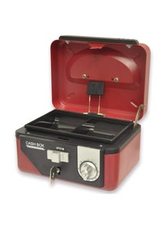 FIS FIS Cash Box/jewerly safe Steel Red Color With Number/Key lock, size:15.2x11.5x8 cm, 6 Inch Lock Size - FSCPTS1036CRE  - Image 2