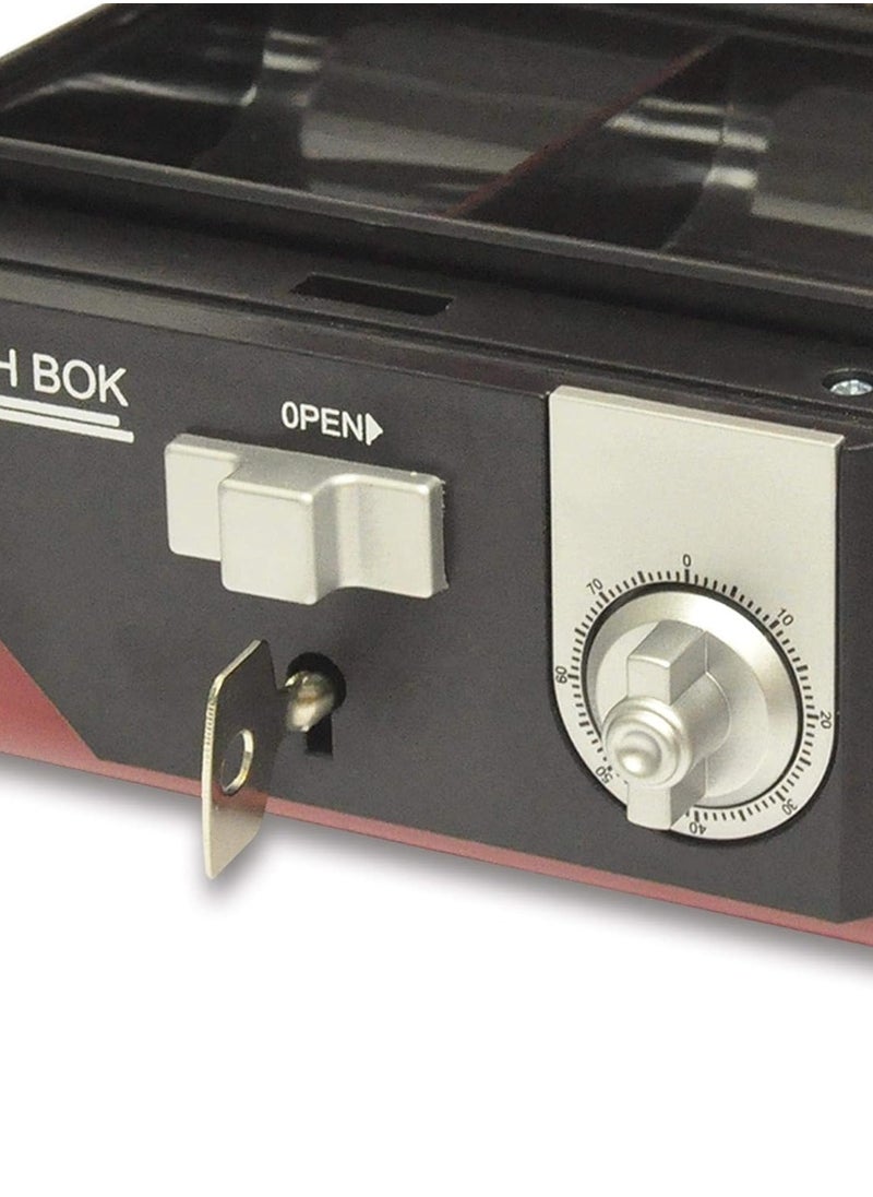FIS FIS Cash Box/jewerly safe Steel Red Color With Number/Key lock, size:15.2x11.5x8 cm, 6 Inch Lock Size - FSCPTS1036CRE  - Image 3