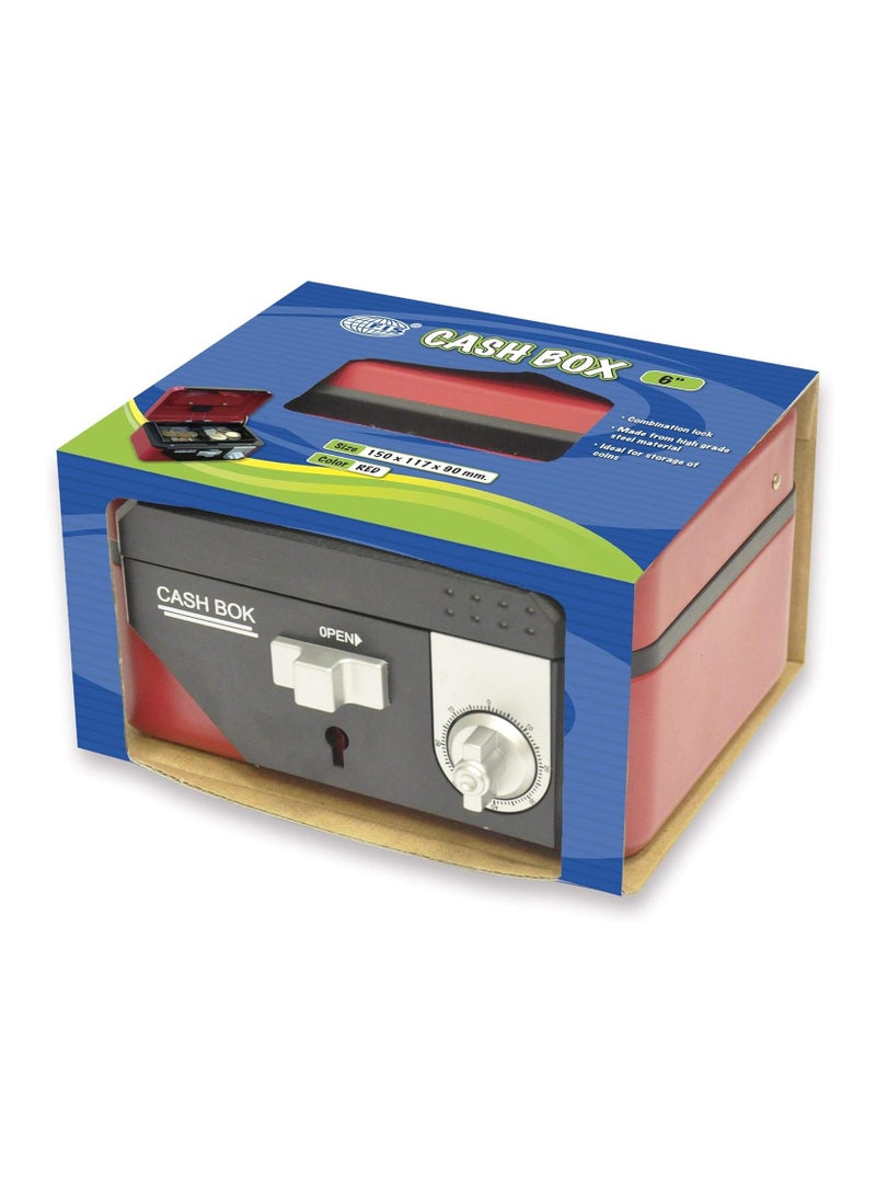 FIS FIS Cash Box/jewerly safe Steel Red Color With Number/Key lock, size:15.2x11.5x8 cm, 6 Inch Lock Size - FSCPTS1036CRE  - Image 4