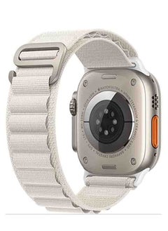 Replacement Alpine Loop Band Designed For Apple Watch Band 42mm, 44mm, and 45mm Nylon Woven Sport Strap Compatible with iWatch Series 8/7/SE/6/5/4/3/2/1 Adjustable Strap White