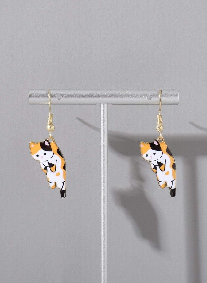 FORUBUS Lovely Cat Dangle Earrings, Various Cute Scruffing Cat Kitten Kitty Drop Earrings for Women Jewelry-calico - Image 3