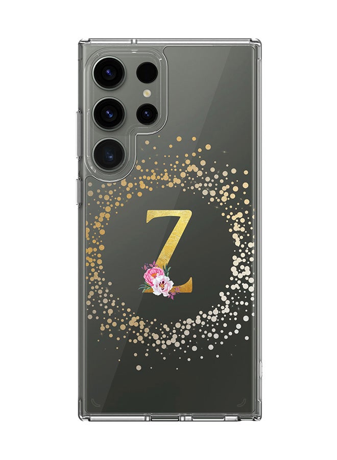 Stylizedd Classic Clear Case for Samsung Galaxy S23 Ultra ,Hybrid Soft Cover Custom Monogram Initial Letter Floral Pattern Alphabet -Z (Clear) - Image 1