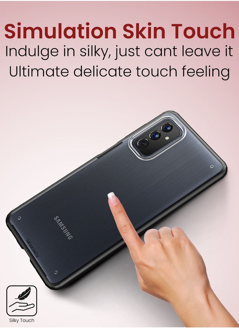 Moxedo - جراب Moxedo لهاتف Samsung Galaxy M52 5G مقاوم للصدمات والسقوط بتصميم رفيع وشفاف غير لامع متوافق مع Samsung Galaxy M52 5G (أسود) - Image 1