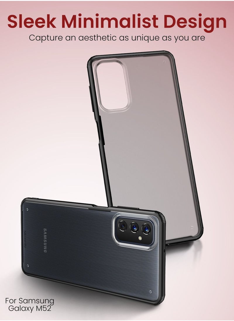 Moxedo - جراب Moxedo لهاتف Samsung Galaxy M52 5G مقاوم للصدمات والسقوط بتصميم رفيع وشفاف غير لامع متوافق مع Samsung Galaxy M52 5G (أسود) - Image 1