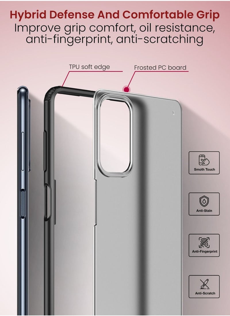 Moxedo - جراب Moxedo لهاتف Samsung Galaxy M52 5G مقاوم للصدمات والسقوط بتصميم رفيع وشفاف غير لامع متوافق مع Samsung Galaxy M52 5G (أسود) - Image 1