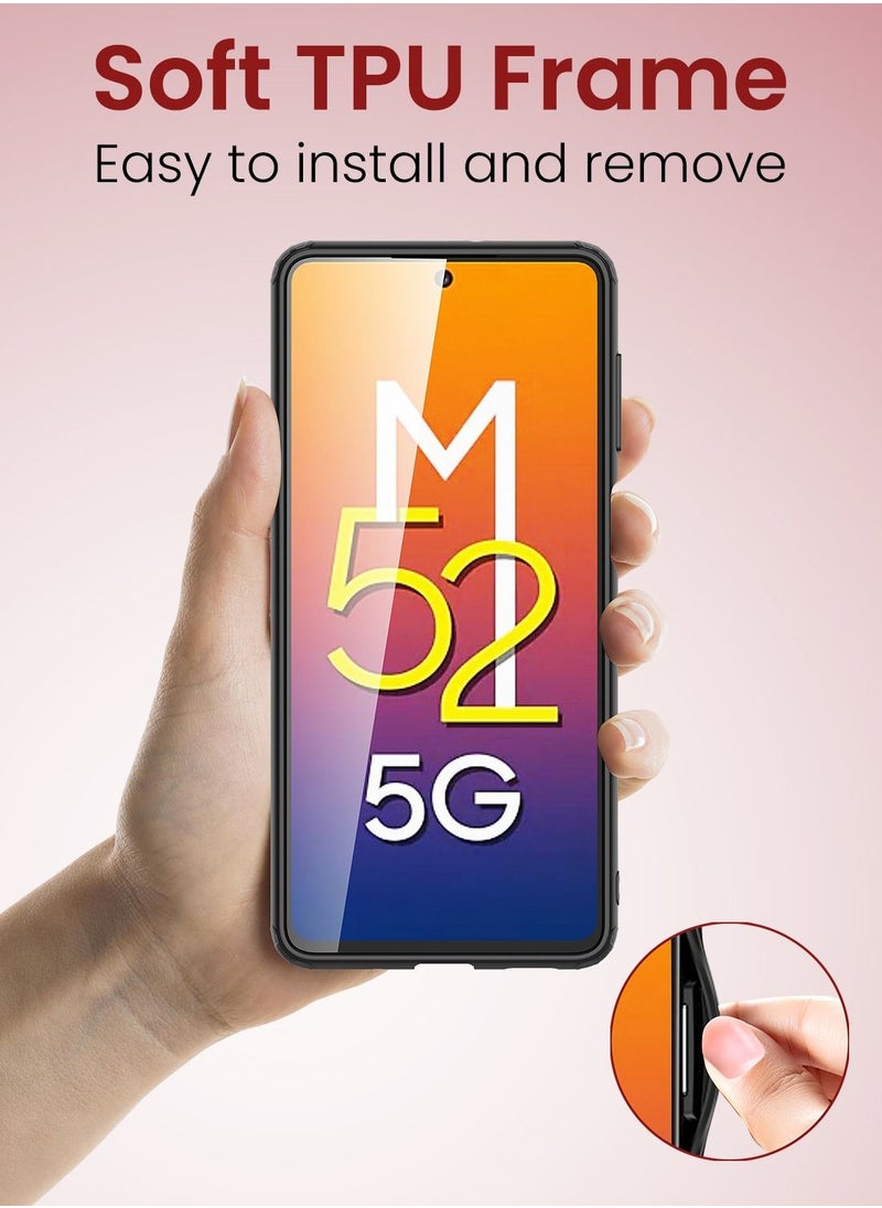 Moxedo - جراب Moxedo لهاتف Samsung Galaxy M52 5G مقاوم للصدمات والسقوط بتصميم رفيع وشفاف غير لامع متوافق مع Samsung Galaxy M52 5G (أسود) - Image 1