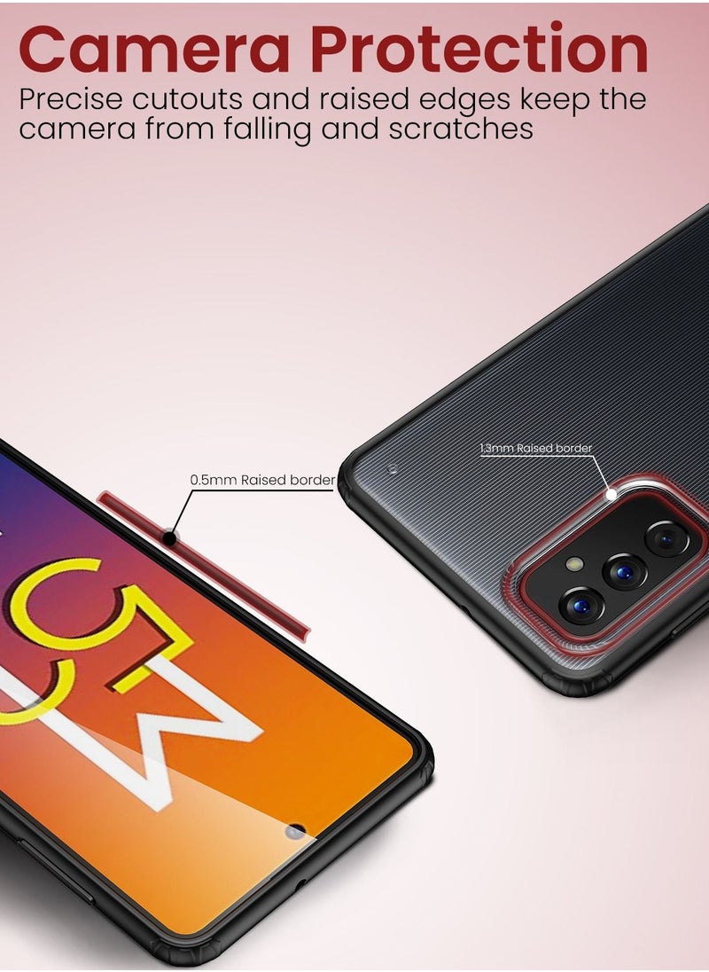 Moxedo - جراب Moxedo لهاتف Samsung Galaxy M52 5G مقاوم للصدمات والسقوط بتصميم رفيع وشفاف غير لامع متوافق مع Samsung Galaxy M52 5G (أسود) - Image 1