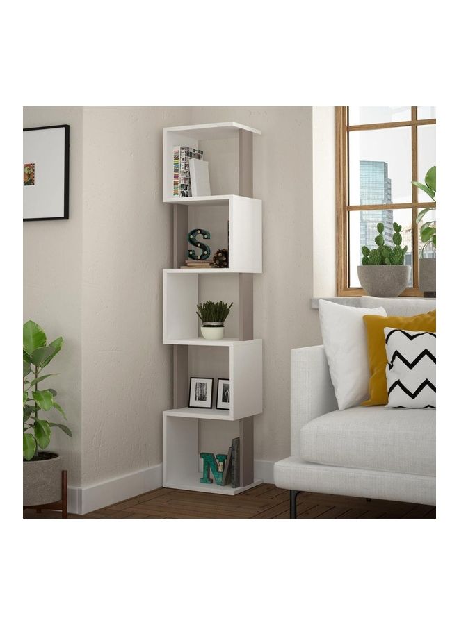 Retro Modern Geometric Shelf White/Grey 35X161X30cm - Image 2