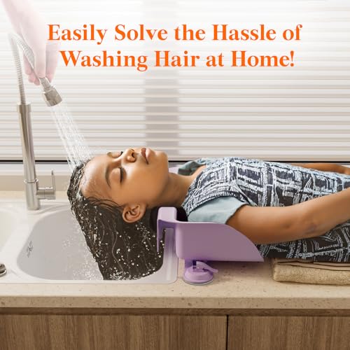 Lifewit Hair Washing Station for Kids Neck Support Shampoo Bowl for Kitchen Sink or Bathtub at Home Portable Hair Wash Basin for Toddlers Children Teens Purple 10 inch 26 cm Wide - Image 3