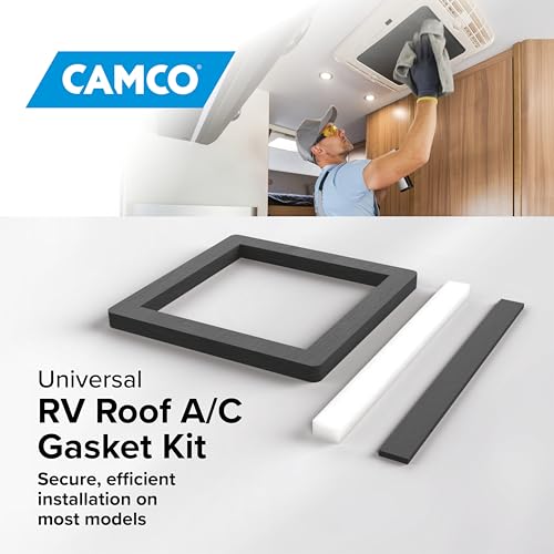 Camco 14-Inch x 14-Inch Universal Camper Roof A/C Gasket Kit - Features a Waterproof Compression Seal, Self-Adhesive Picture Frame Gasket, and Self-Adhesive Leveling Pads (25071) - Image 2