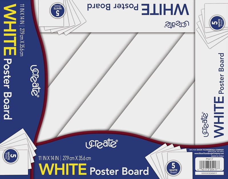 UCREATE Poster Board, White, 11" x 14", 5 Sheet Pack - Image 1