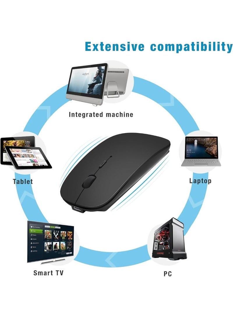 Bluetooth Mouse for Laptop/iPad/iPhone/Mac (iOS 13.1.2 and Above)/Android PC, USB Rechargeable Slim Wireless Mouse Compatible with Windows/Linux/Notebook/Mac/MacBook Air, Black