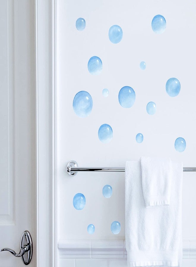 iinuu Watercolor Bubbles Decals for Bathroom Laundry, 23 Hand-Painted Blue Bubble Decals Bathroom Decor, Sunroom Beach House Living Room Nursery Decorations - Image 1