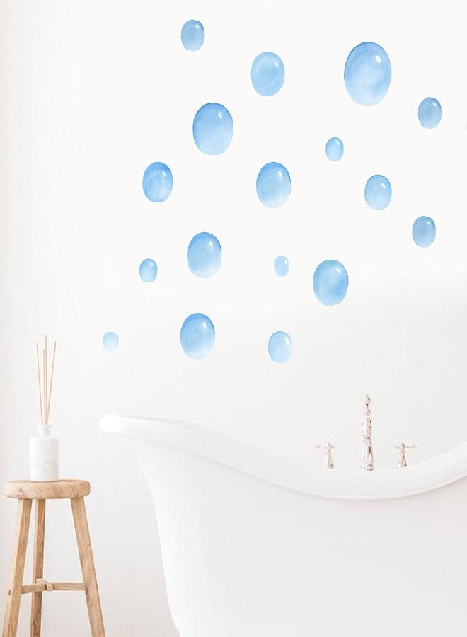 iinuu Watercolor Bubbles Decals for Bathroom Laundry, 23 Hand-Painted Blue Bubble Decals Bathroom Decor, Sunroom Beach House Living Room Nursery Decorations - Image 2
