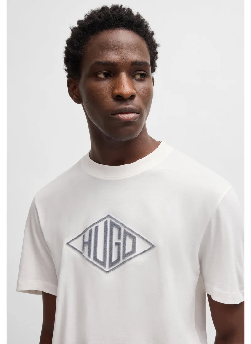 هوجو Cotton-jersey T-shirt with geometric logo embroidery