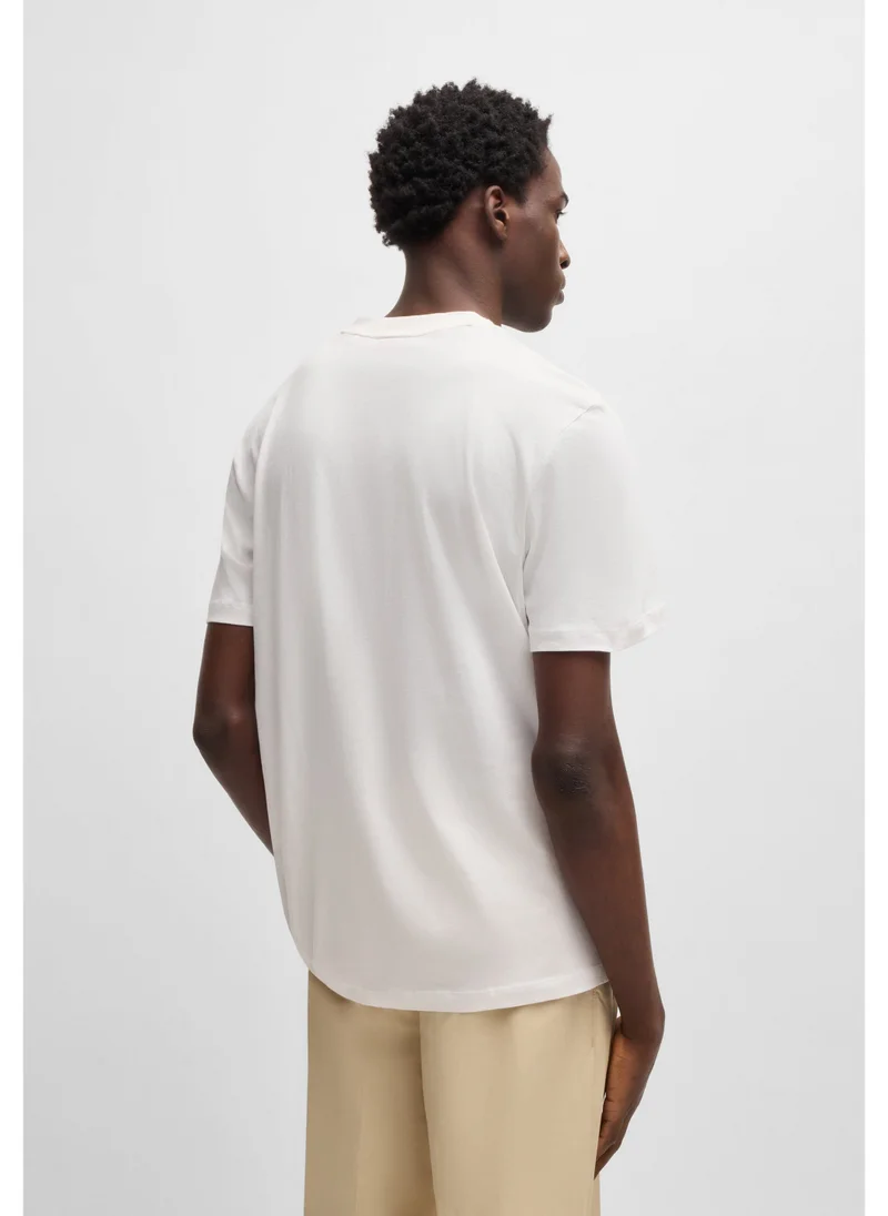 HUGO Cotton-jersey T-shirt with geometric logo embroidery
