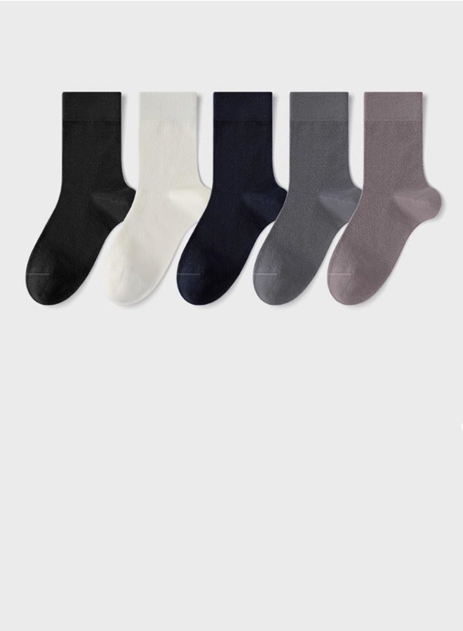 Men's mid length socks, breathable, suitable for spring and summer seasons, odorless, antibacterial, solid color. - Image 1