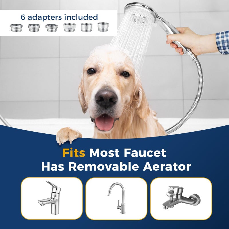 KLLEYNA Shower Head Hose Attachment for Sink/Tub Faucet - ON/OFF Jets Sprayer for Dog Wash/Bathtub Cleaning/Baby Bath/Hair Rinse, Tap Extender Water Nozzle for Bathroom Kitchen Utility Garden Basement - Image 4