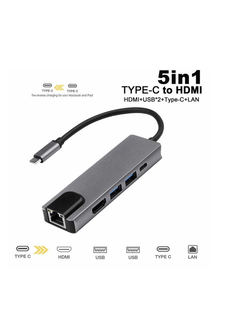 ويتوتونغ 5 في 1 USB C Docking Station 3.0 USB C Dock 4K HDMI VGA Ethernet Type C Adapter - Image 2