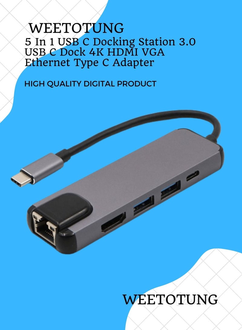 ويتوتونغ 5 في 1 USB C Docking Station 3.0 USB C Dock 4K HDMI VGA Ethernet Type C Adapter - Image 1