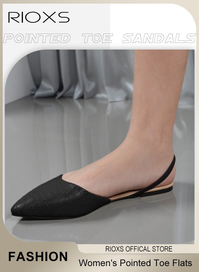 RIOXS Women's Casual Pointed Toe Dual Strap Sandals Flat Shoes Women's Low Heel Shoes - Image 5