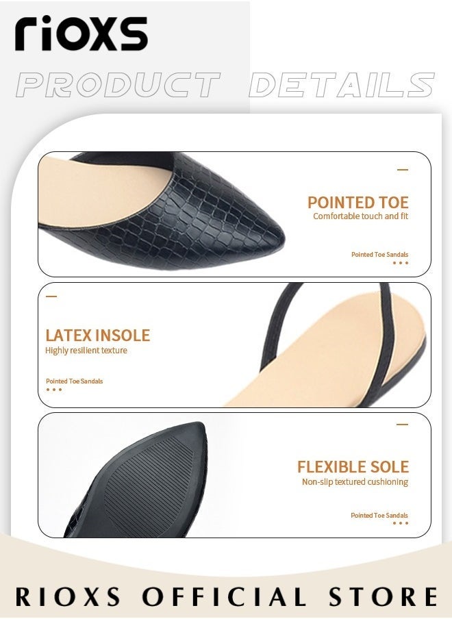 RIOXS Women's Casual Pointed Toe Dual Strap Sandals Flat Shoes Women's Low Heel Shoes - Image 3