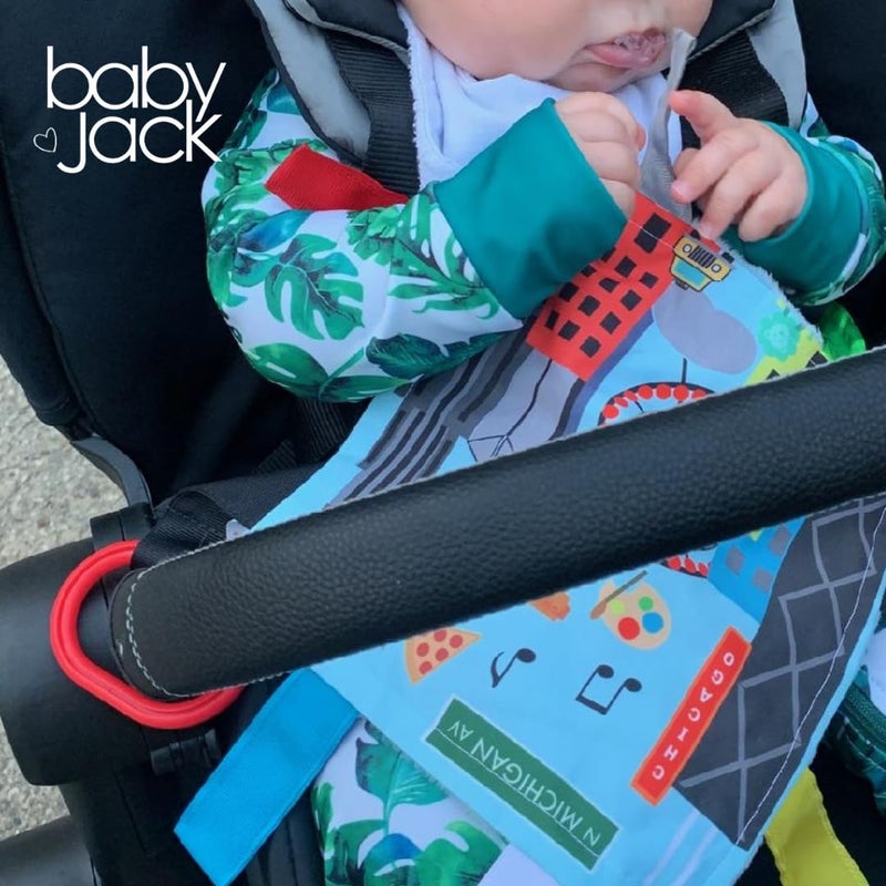 The Learning Lovey Baby Jack & Co 8x8â€ Learning Lovey Chicago Illinois Tag Toys for Babies - Baby Crinkle Toys - Soft & Safe - Learn USA Cities and Shapes - Ideal Baby Toy & Gift BPA Free w/Stroller Clip - Image 5