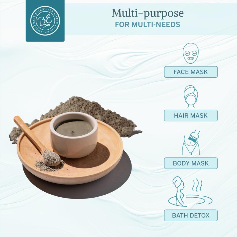 Bare Essentials Living أساسيات الحياة - مسحوق طين البنتونيت (5 أرطال) قناع طين للوجه، تطهير طين البنتونيت للبشرة، مسحوق طين لقنابل البذور، حمام تطهير، مسحوق طين تجميلي، طين بنتونيت صوديوم - مصنوع في الولايات المتحدة الأمريكية - Image 2
