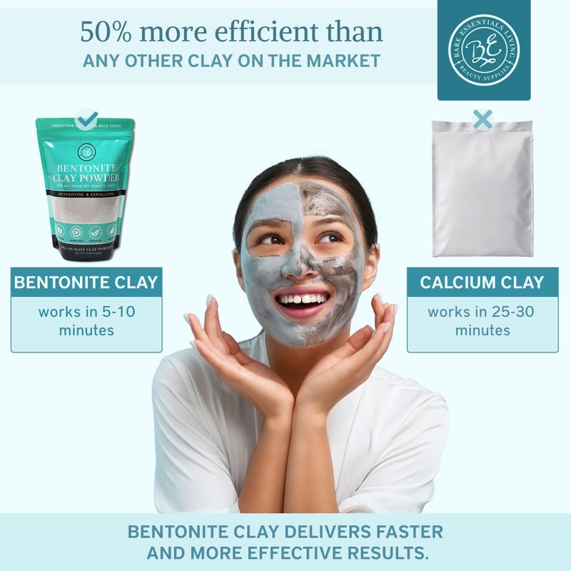 Bare Essentials Living أساسيات الحياة - مسحوق طين البنتونيت (5 أرطال) قناع طين للوجه، تطهير طين البنتونيت للبشرة، مسحوق طين لقنابل البذور، حمام تطهير، مسحوق طين تجميلي، طين بنتونيت صوديوم - مصنوع في الولايات المتحدة الأمريكية - Image 4