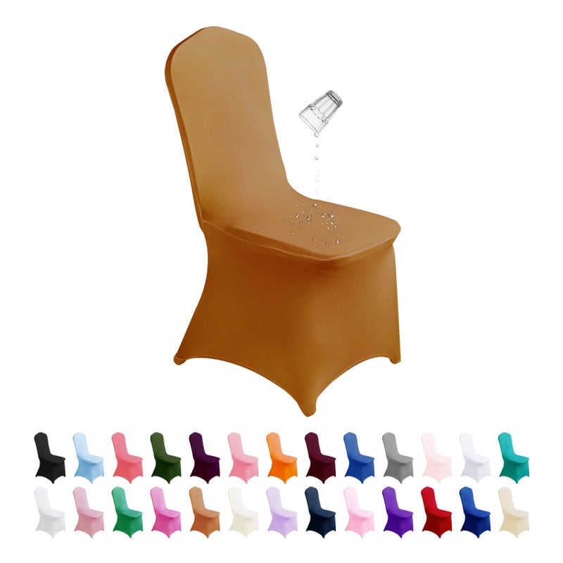 SUPERO Waterproof Spandex Chair Cover 25PCS Stretch Dining Chair Covers Polyester Outdoor Chair Covers Protector Stretch Chair Cover for Party Universal Banquet Wedding Event HotelGold