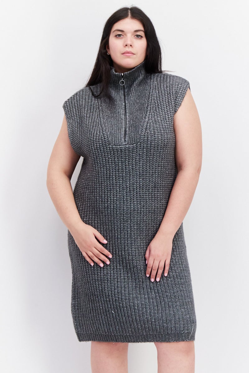 Fire & Glory Women Cable Knit Sweater Dress, Grey - Image 1