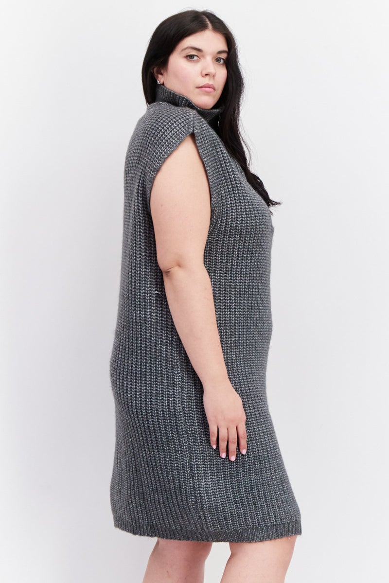 Fire & Glory Women Cable Knit Sweater Dress, Grey - Image 4