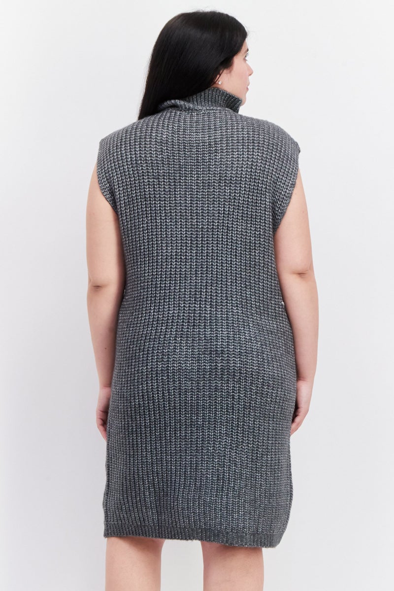 Fire & Glory Women Cable Knit Sweater Dress, Grey - Image 2
