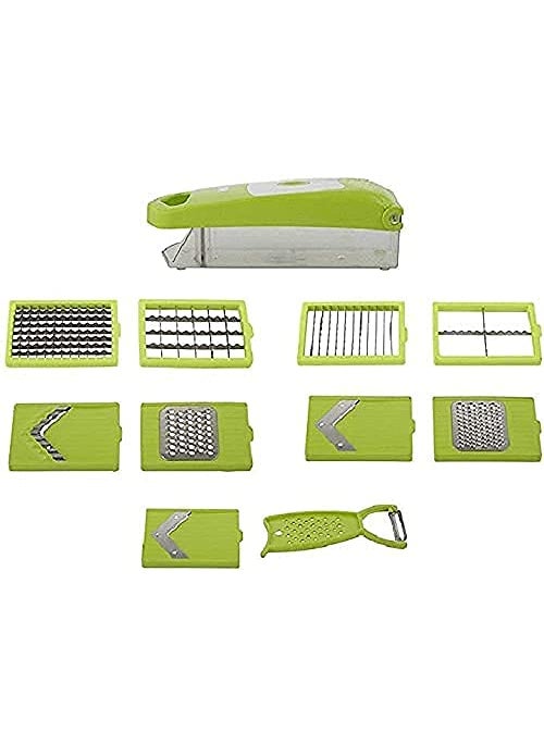 Drashti Villa - Drashti Villa 12 in 1 Multipurpose Vegetable and Fruit Cutter Greater Chopper and Slicer Dicer Abs Plastic Body and Stainless Steal Blade for Slicer Dicer 1 Chopper Set in 12 Slicer Cutter - Image 1