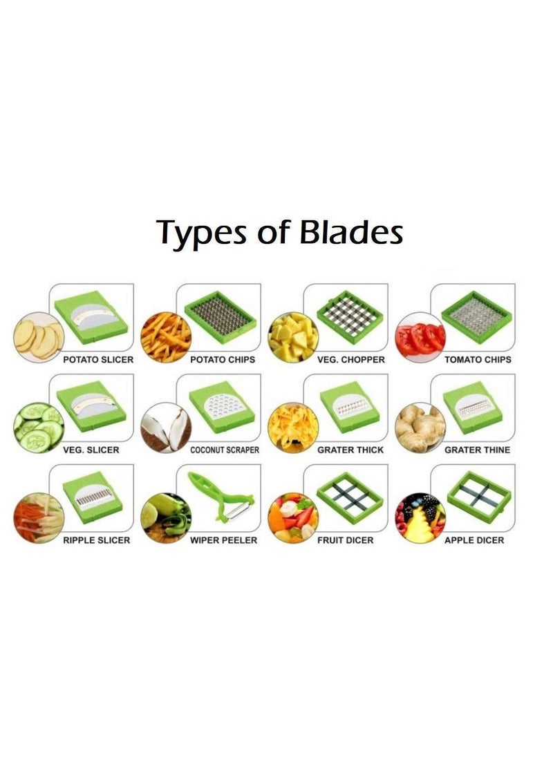Drashti Villa - Drashti Villa 12 in 1 Multipurpose Vegetable and Fruit Cutter Greater Chopper and Slicer Dicer Abs Plastic Body and Stainless Steal Blade for Slicer Dicer 1 Chopper Set in 12 Slicer Cutter - Image 1