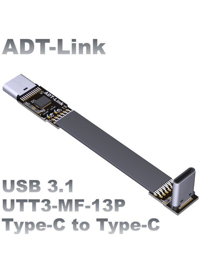USB3.1 Flat Data Soft Row Extension Cable C Revolution C Female Type-c Angle 90 Degree ADTgen2x1 10G-Color:T2B-T5B 13P-35cm  - Image 2