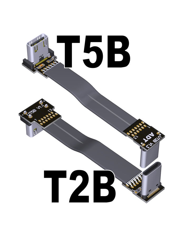 USB3.1 Flat Data Soft Row Extension Cable C Revolution C Female Type-c Angle 90 Degree ADTgen2x1 10G-Color:T2B-T5B 13P-35cm  - Image 1