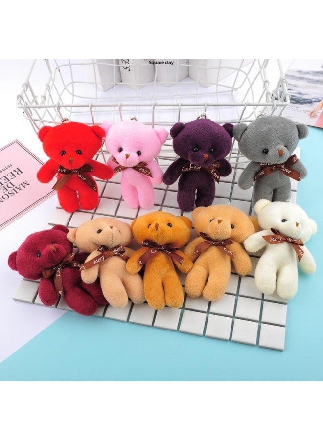 Loquat Cute Bow Tie Bear Plush Toy Pendant Conjoined Joint Bear Doll Bag Accessories Children's Small Gifts-Color:Pink-Height:13cm - Image 3