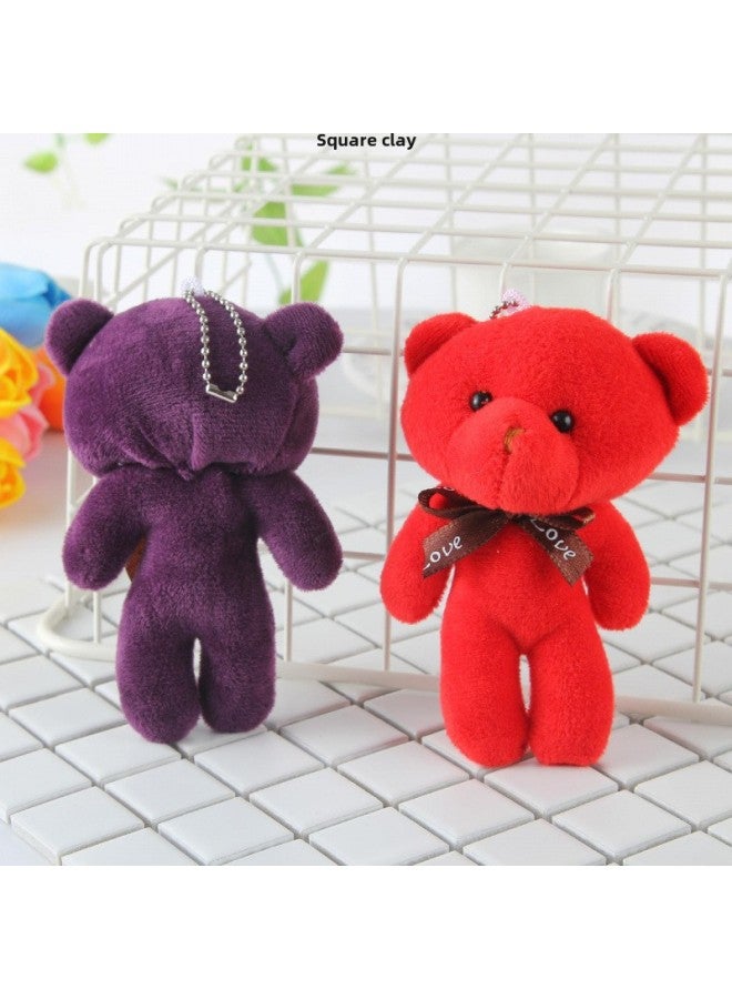 Loquat Cute Bow Tie Bear Plush Toy Pendant Conjoined Joint Bear Doll Bag Accessories Children's Small Gifts-Color:Pink-Height:13cm - Image 5