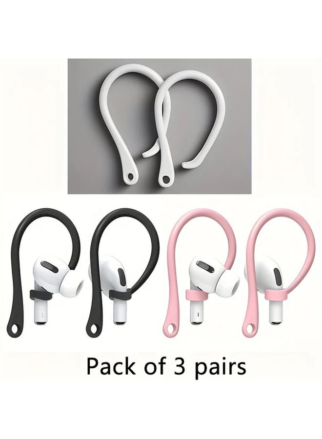 3pcs AirPods Ear Hooks Black White Pink Ergonomic Anti Slip Design - Image 1