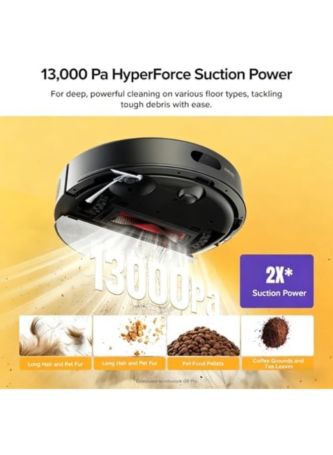 روبو روك Q7 Pro Max+ مكنسة روبوت ذكية مع المسح، قوة شفط 13,000 باسكال، محطة تفريغ ذاتي حتى 7–9 أسابيع، نظام مزدوج مضاد للتشابك، ملاحة PreciSense LiDAR وتحكم عبر التطبيق - Image 3