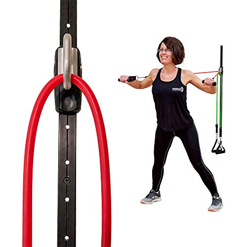 Myosource Kinetic Bands Space Saver Gym Resistance Bands Exercise Equipment for at Home Fitness Workout Resistance Band Wall Anchor with 1 Rail 1 Rail Car 5 Resistance Bands 1 Set of Handles - Image 3