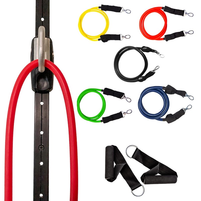 Myosource Kinetic Bands Space Saver Gym Resistance Bands Exercise Equipment for at Home Fitness Workout Resistance Band Wall Anchor with 1 Rail 1 Rail Car 5 Resistance Bands 1 Set of Handles - Image 2