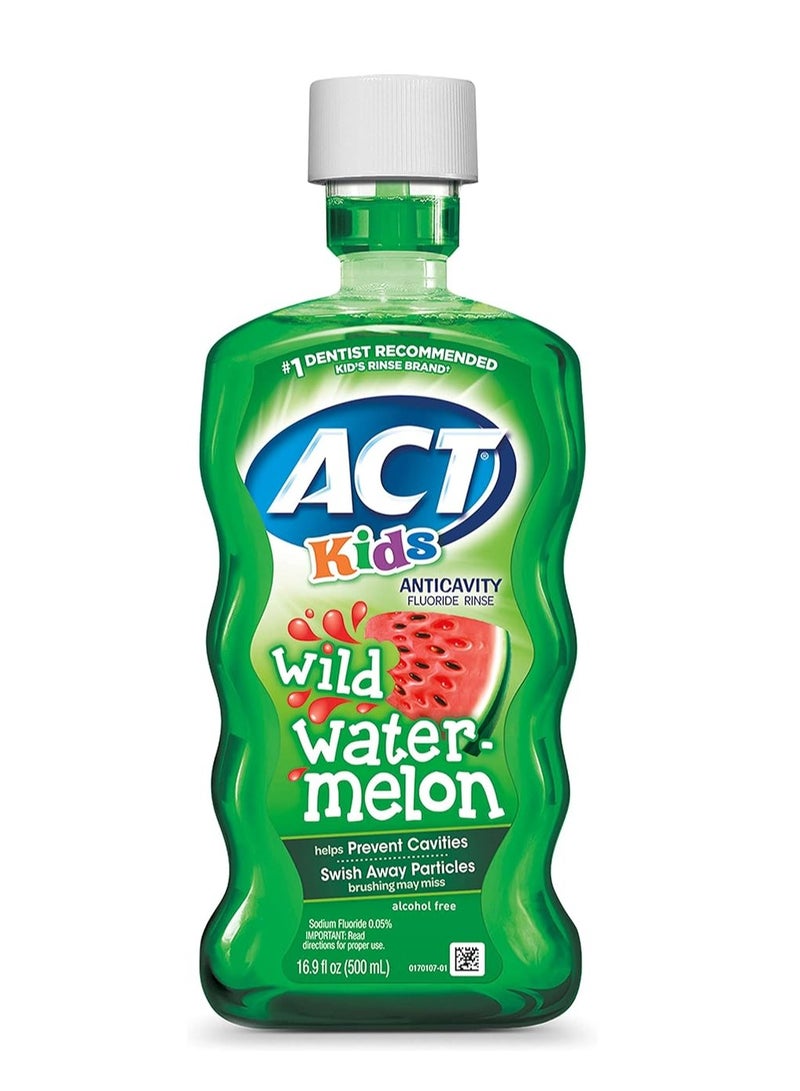 اكت غسول أسنان ACT للأطفال ضد التسوس – بنكهة البطيخ البري – 16.9 أونصة – خالٍ من الكحول مع كوب قياس دقيق