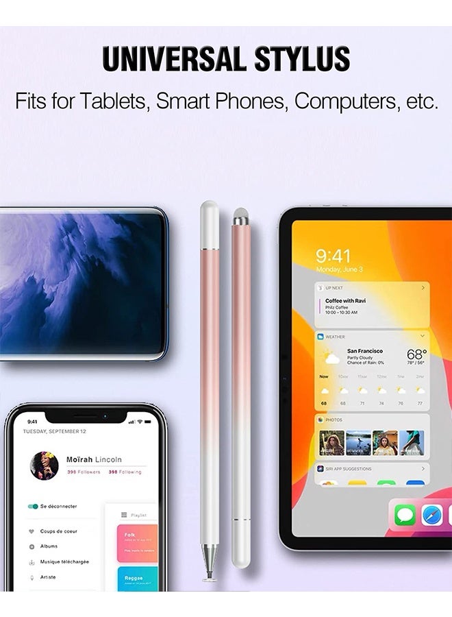 فانجو 3 قطع من أقلام اللمس للشاشات التي تعمل باللمس، قلم لمس عالمي عالي الدقة 2 في 1 لأجهزة iPad متوافق مع أجهزة Apple وiPhone وiPad وAndroid وأجهزة Microsoft اللوحية والهواتف، عبوة من 3 قطع - أزرق، وردي، أرجواني - Image 3