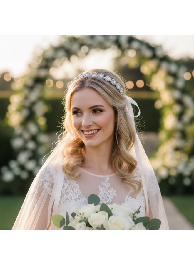 Hapibuy Crystal Wedding Headband Bridal Headpiece Hair Jewelry for Brides and Bridesmaids Silver - Image 4