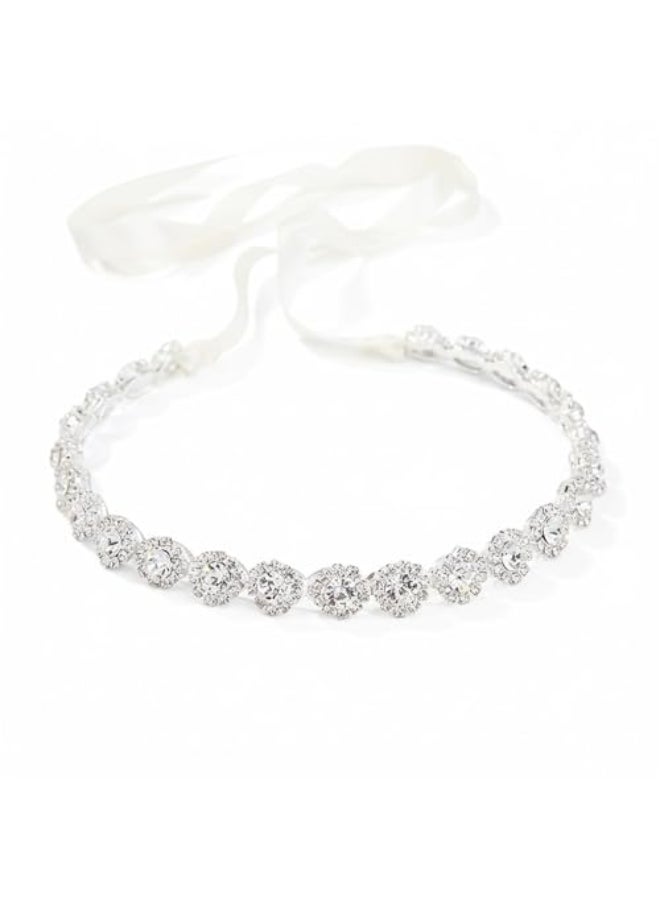 Hapibuy Crystal Wedding Headband Bridal Headpiece Hair Jewelry for Brides and Bridesmaids Silver - Image 1