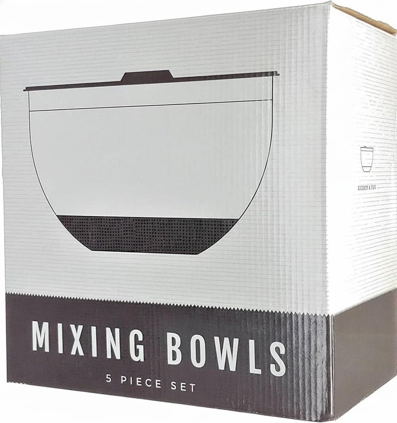 Fitzroy and Fox Stainless Steel Mixing Bowls with Lids and Non Slip Bases (Set of 5, Black) - Image 4